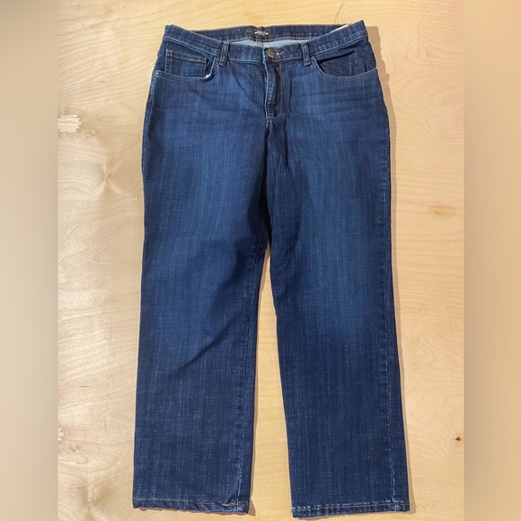 Lee Denim - Lee Women's Dark Blue Straight-Leg Mid Rise Jeans 14 Short (QO)